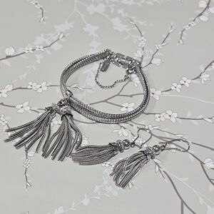 Vintage Monet Silver Bracelet and Earring Set